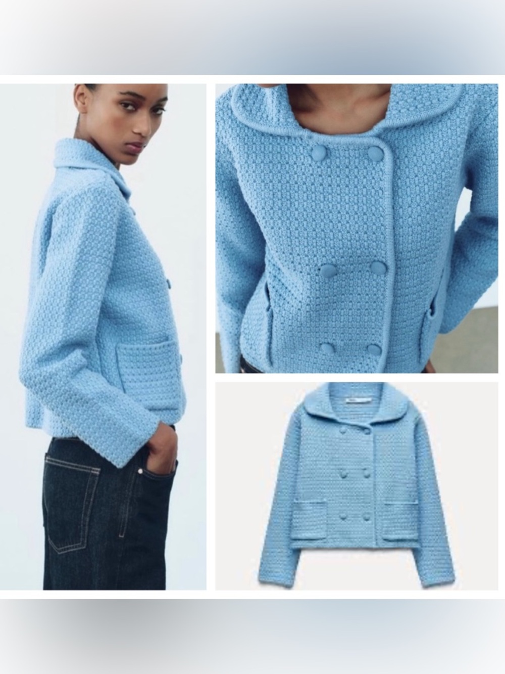Zara Knit Peter Pan Collar Cardigan